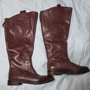 Franco Sarto Wide Calf, Maroon/Brown Leather Tall Riding Boots Womens Sz 8